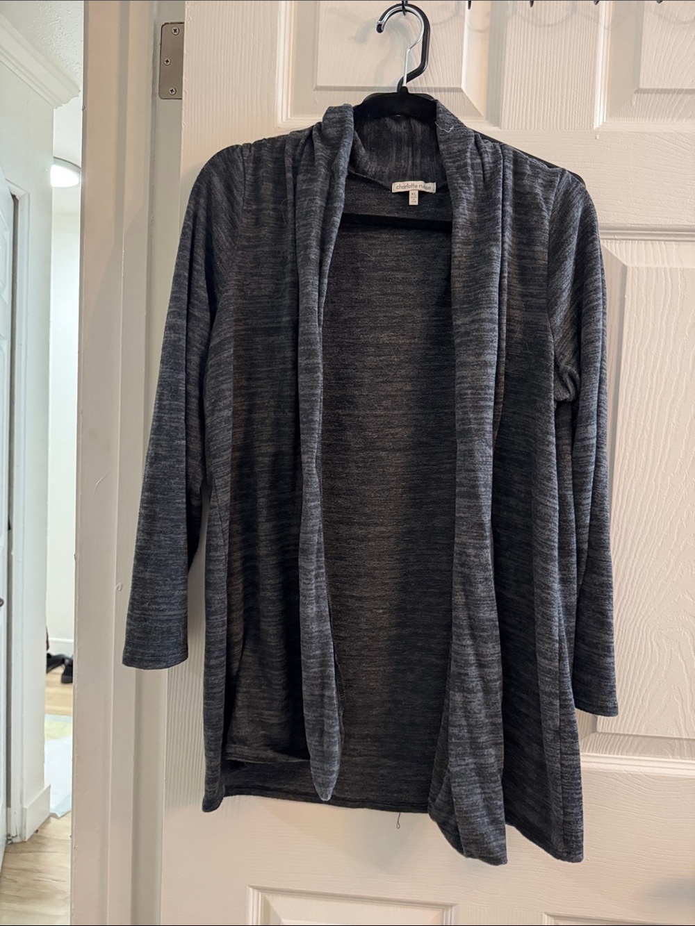 Charlotte Russe Heather Charcoal Open-Front Cardigan